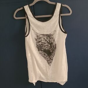 Women's White Cat Graphic Tank Top